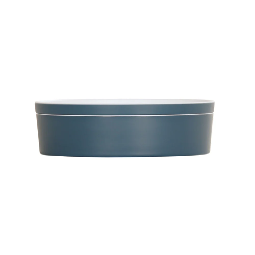 Cal-Mil 24129-10-111 10.5 Inch Round Dishwasher Safe Melamine Bento Box Stone Blue Cal-Mil 24129-10-111 10.5 Inch Round Dishwasher Safe Melamine Bento Box Stone Blue