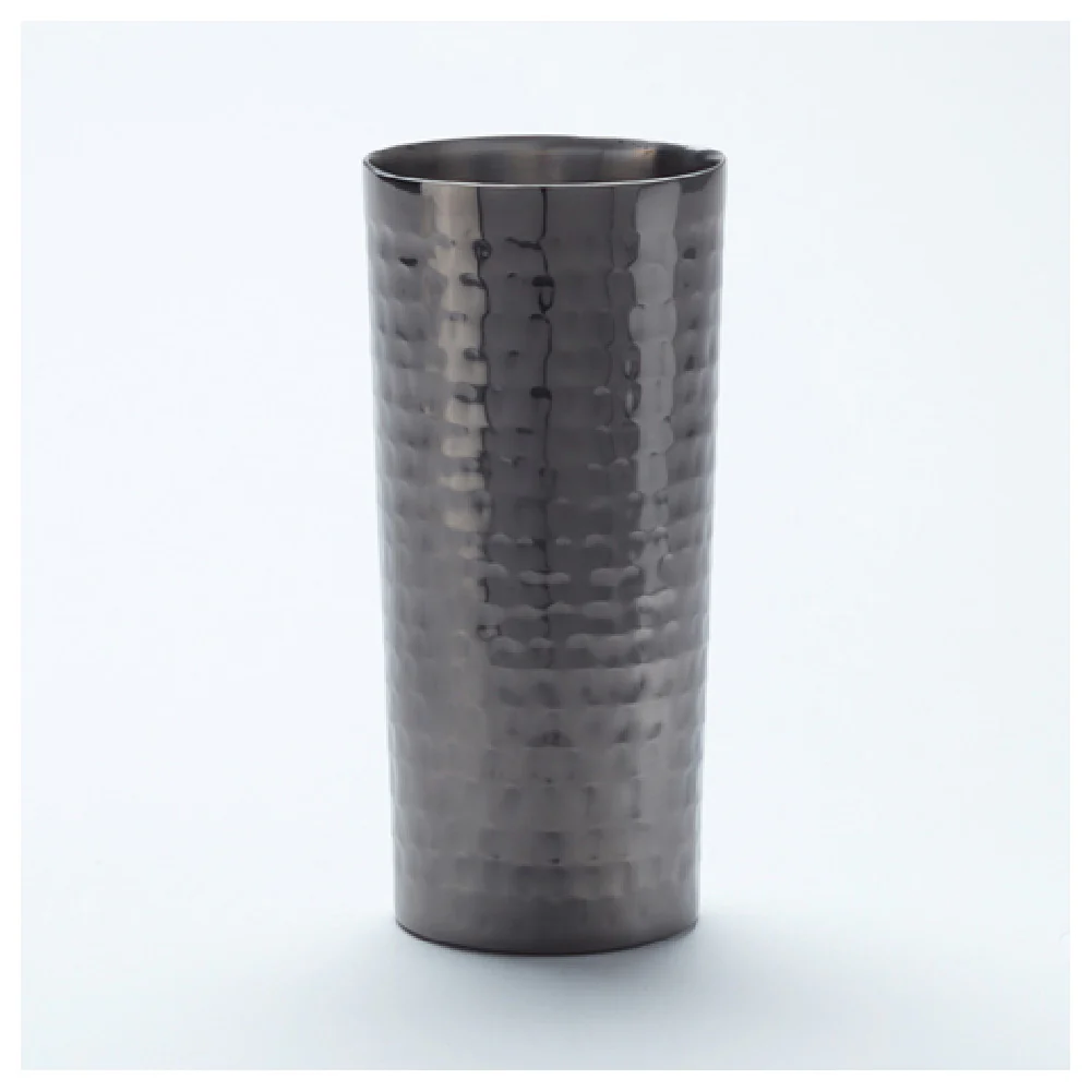 American Metalcraft HMCB14 14 Oz Hammered Finish Collins Glass Stainless Steel Black