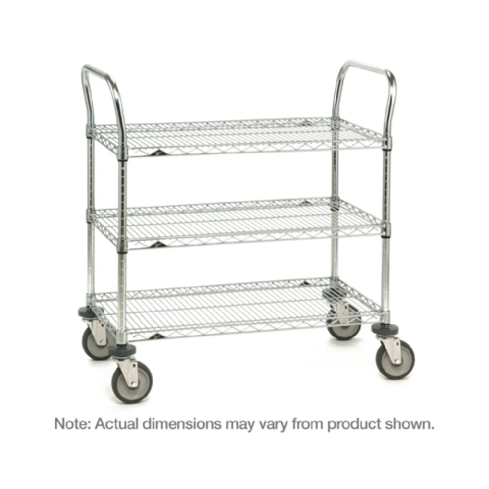 Metro 3SPN56DC 60 Inch SP Heavy Duty Utility Cart 3 Wire Shelves Chrome Plated Metro 3SPN56DC 60 Inch SP Heavy Duty Utility Cart 3 Wire Shelves Chrome Plated