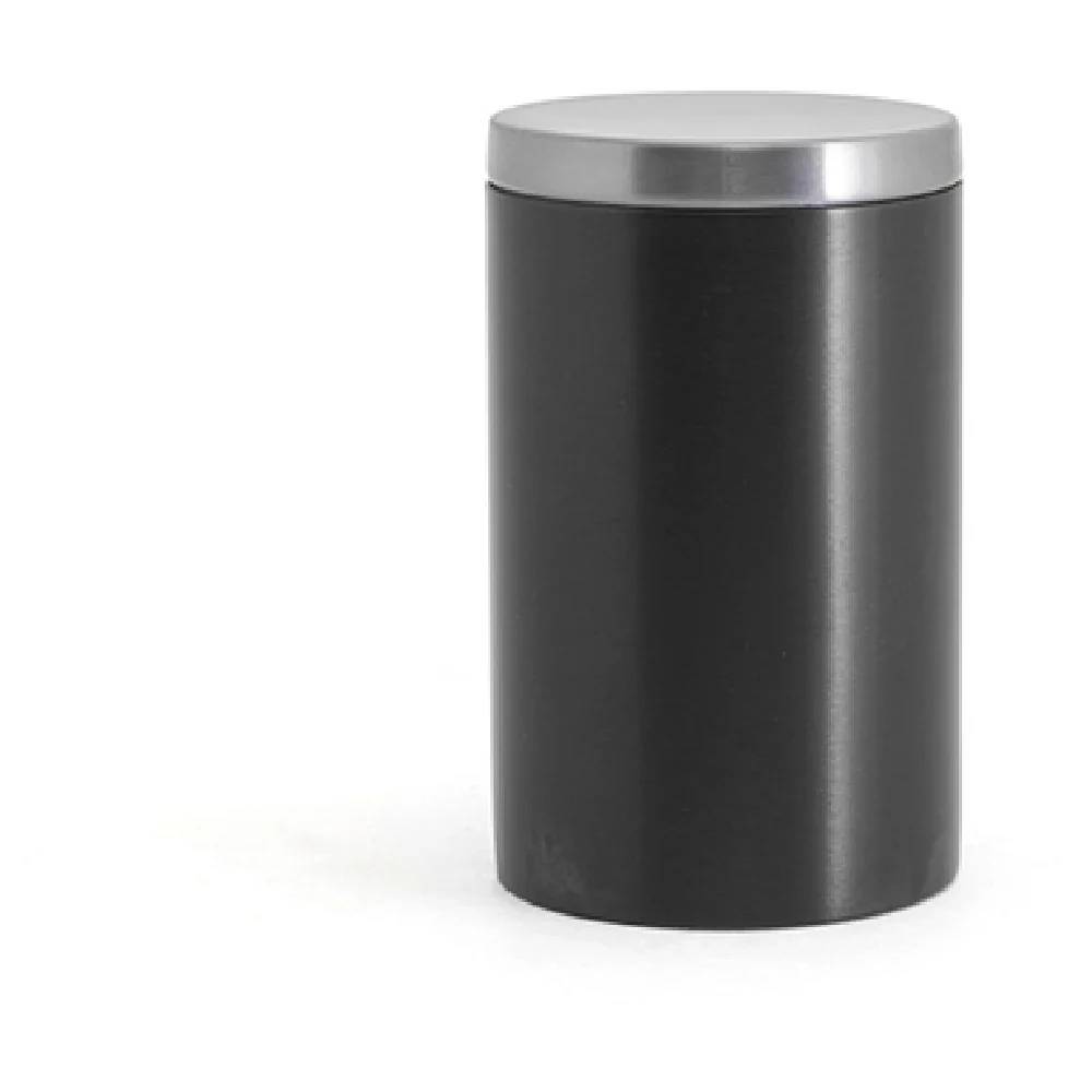 FOH RJR029BKS23 Round Stainless Jar With Lid Matte Black With Brushed Stainless Lid FOH RJR029BKS23 Round Stainless Jar With Lid Matte Black With Brushed Stainless Lid