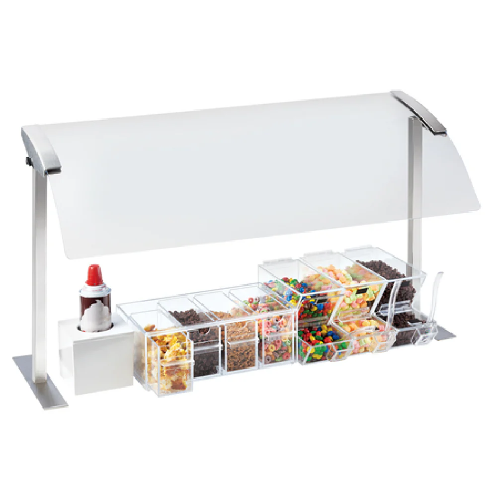 Cal Mil 2026-6-55 73-1/4 Inch Single Faced Stainless Steel Sneezeguard with Curved Design