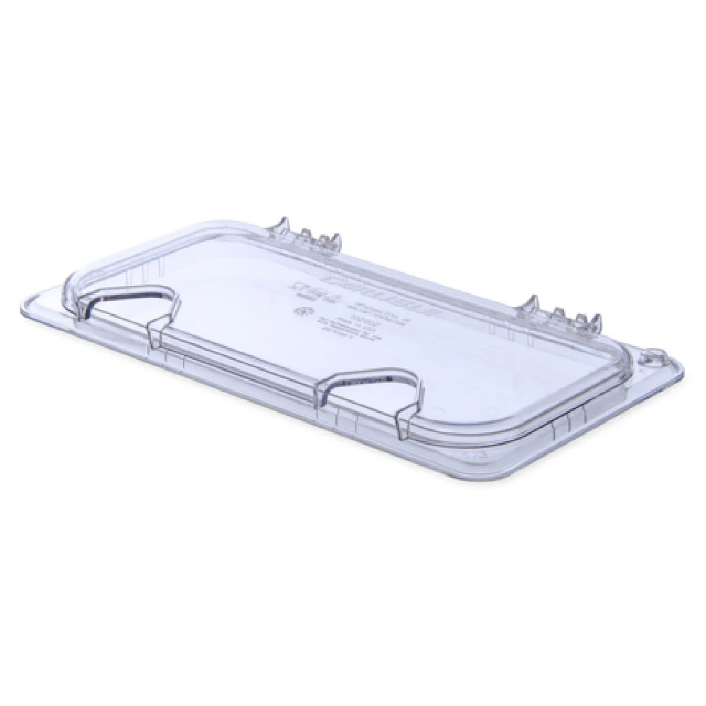 Carlisle 10280Z07 7 Inch Clear Polycarbonate Food Pan Cover with Hinged Notched Carlisle 10280Z07 7 Inch Clear Polycarbonate Food Pan Cover with Hinged Notched