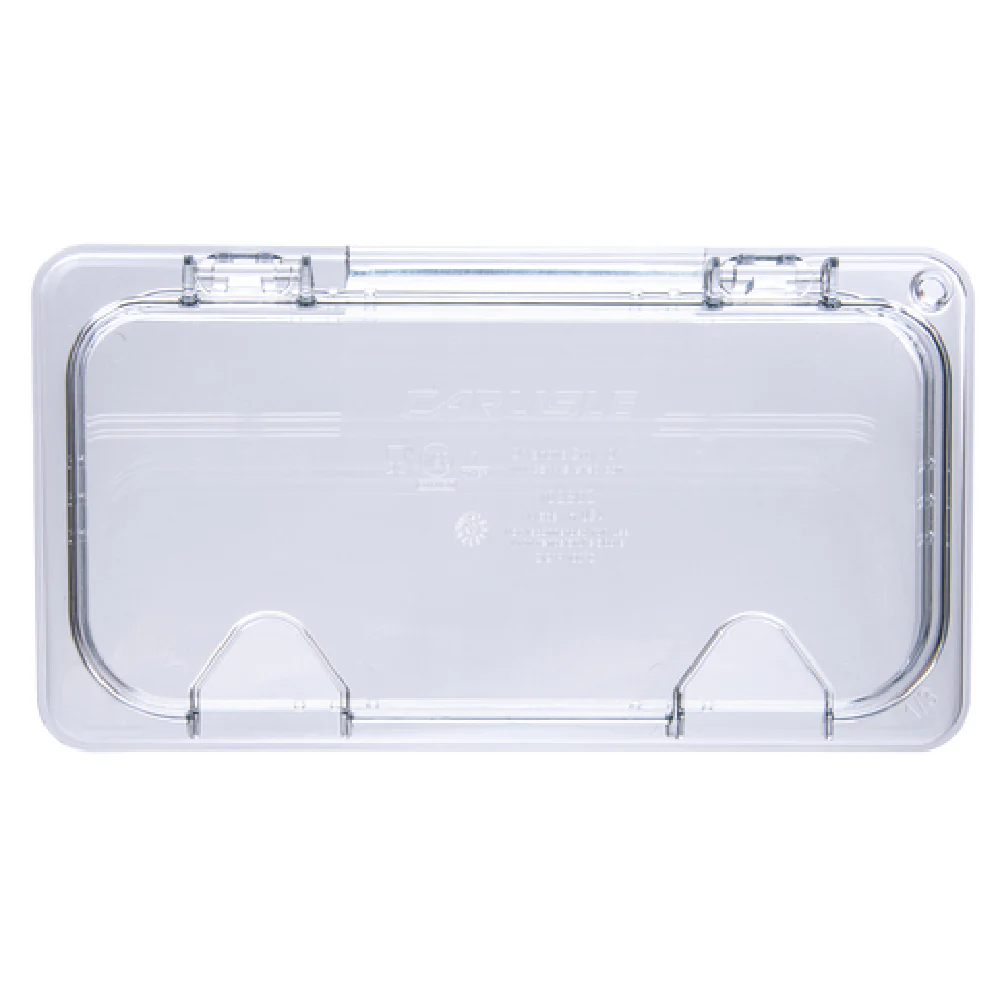 Carlisle 10280Z07 7 Inch Clear Polycarbonate Food Pan Cover with Hinged Notched Carlisle 10280Z07 7 Inch Clear Polycarbonate Food Pan Cover with Hinged Notched
