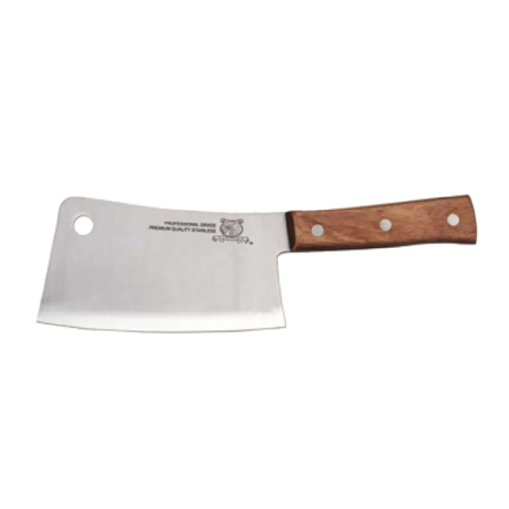 Omcan 10560 8 Inch Stainless Steel Cleaver with Wood Handle Knife