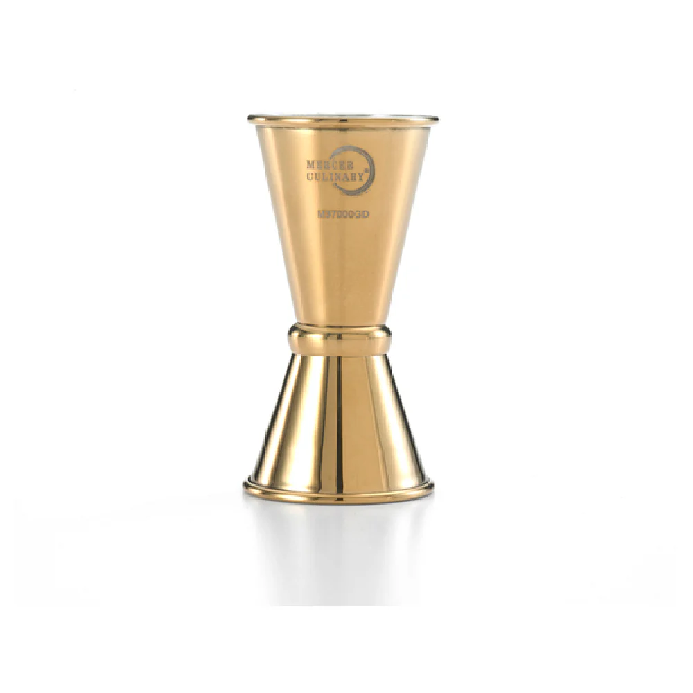 Mercer Culinary M37000GD 1/2 to 3/4 Oz Jigger with Internal Marking Lines Gold Plated Stainless Steel