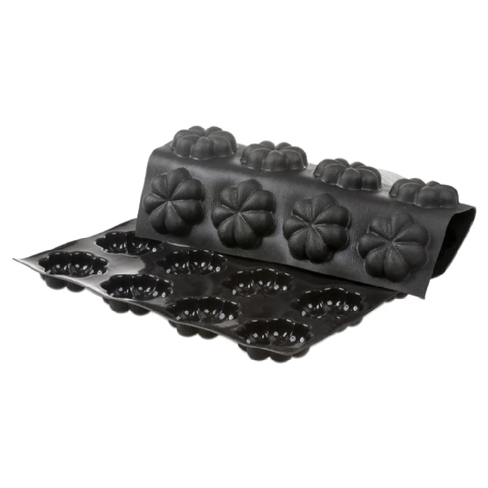 JB Prince M372 T 23 Inch Baking Sheet with 24 Flower Cavities Black Silicone