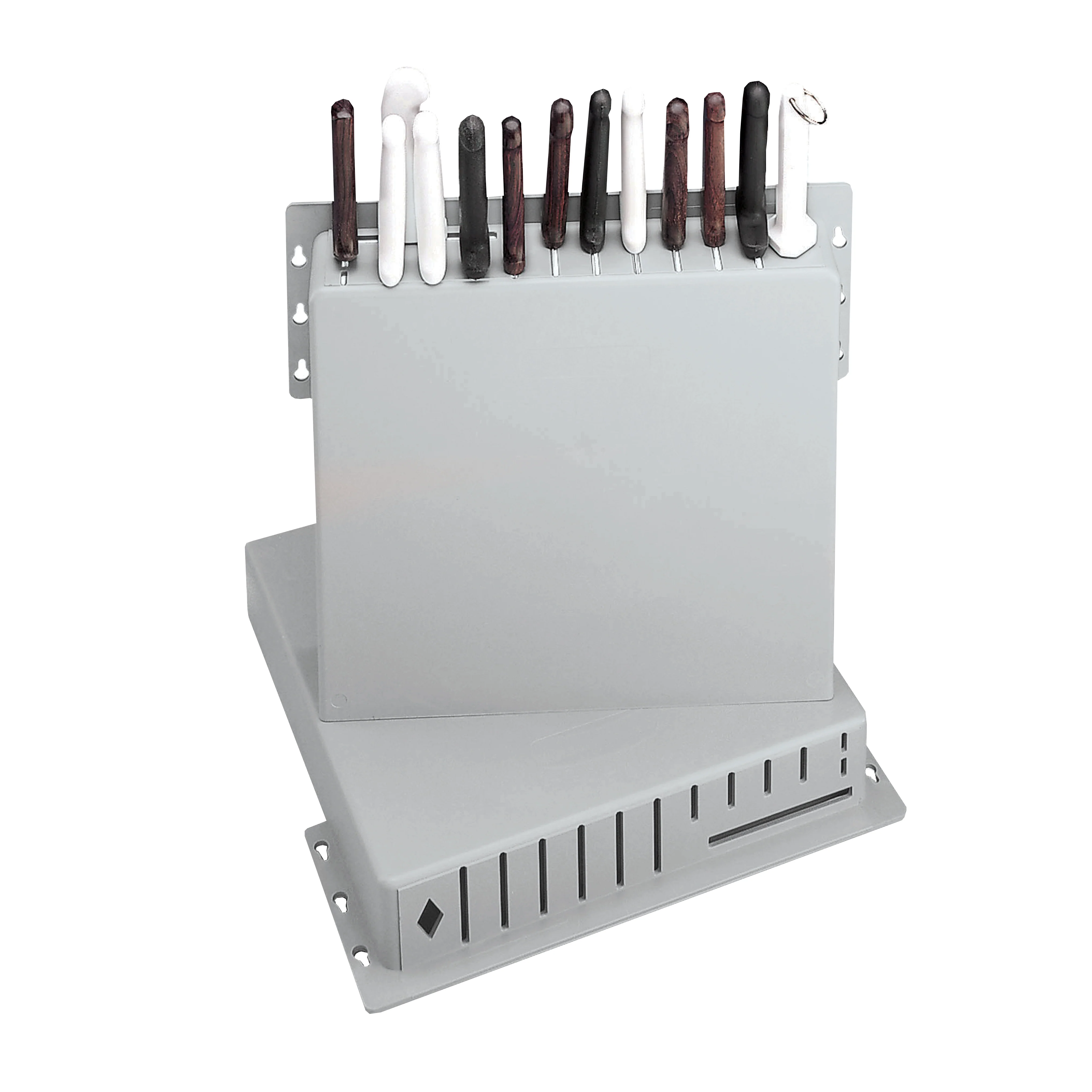 Tablecraft PKR-1 15 Inch Knife Rack Holds 12 Knives Durable Plastic with Cleaver and Steel
