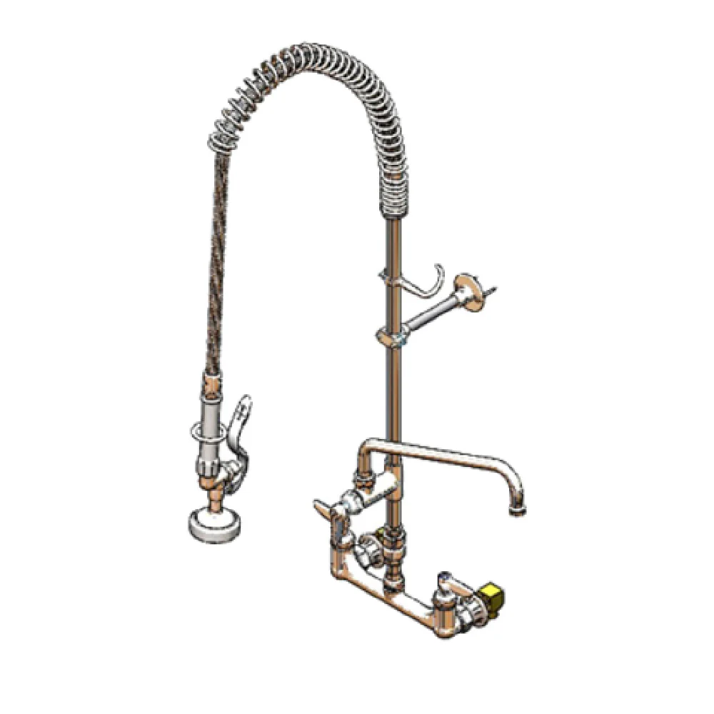 T&S Brass B-0133-12-CRVBE 12 Inch Swivel Nozzle Pre-Rinse Faucet Assembly with Add On Faucet