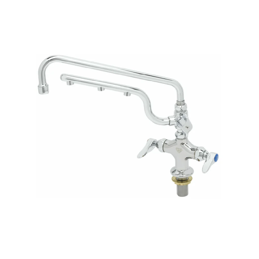 T&S Brass B-0201-U12 12 Inch Swing Nozzle Deck Mount Mixing Faucet with Polished Chrome Plated Brass