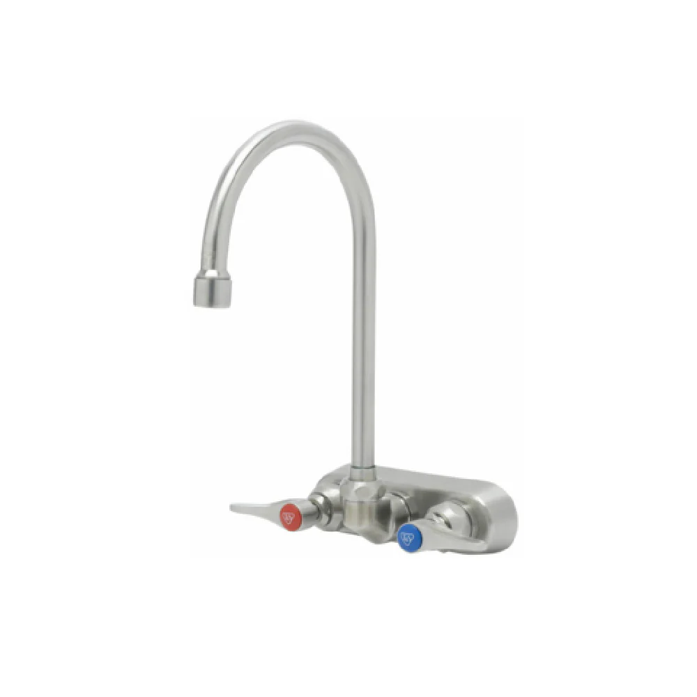 T&S Brass S-1146 8 Inch Deck Mount Faucet with Stainless Steel Lever Handles