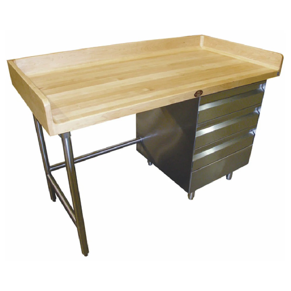 Advance Tabco BGT-306R 72 Inch Wood Bakers Top Work Table with 3 Tiers of Drawers