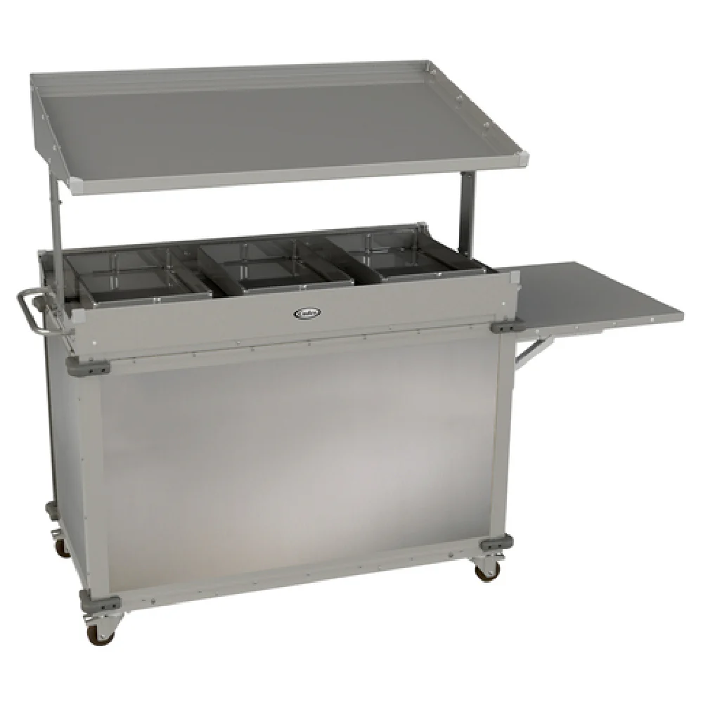 Cadco CBC-GG-B3-LST 75 Inch Mobile Merchandising Cart with 3 Pan Holders Stainless Steel Cadco CBC-GG-B3-LST 75 Inch Mobile Merchandising Cart with 3 Pan Holders Stainless Steel