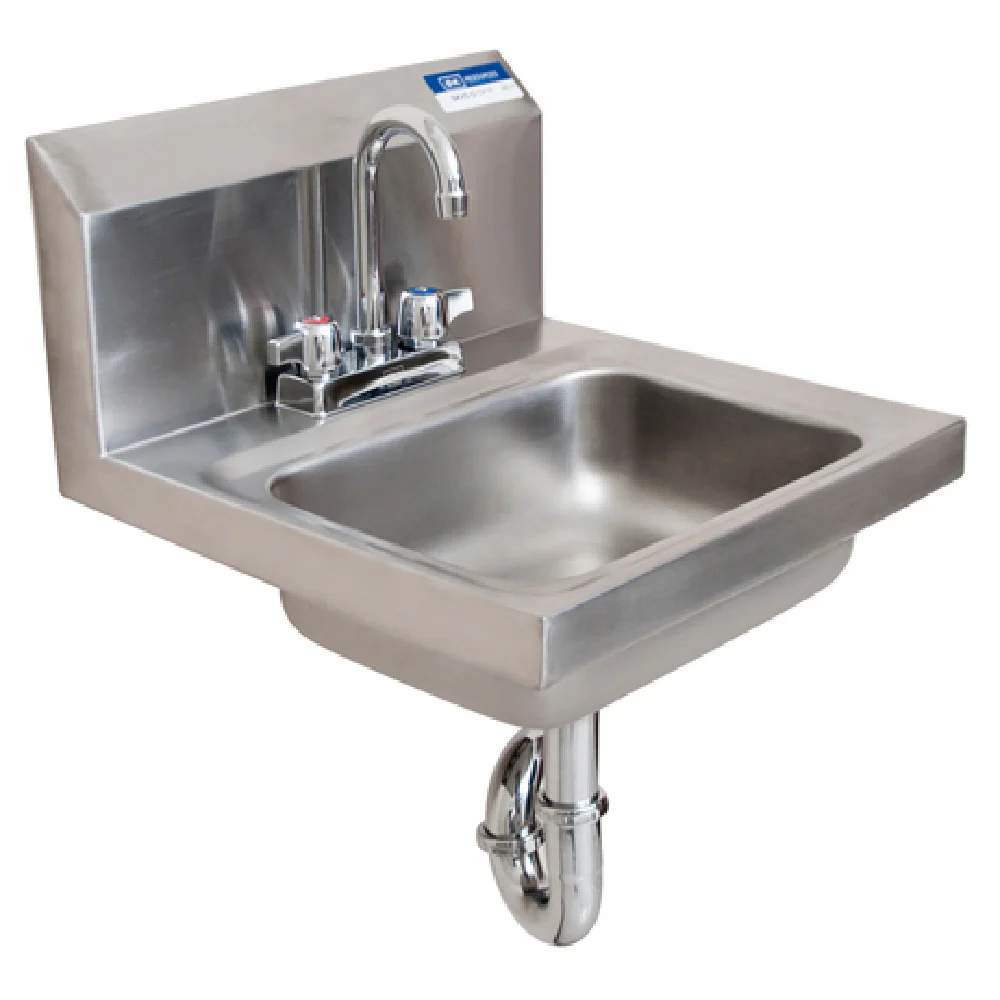 BK Resources BKHS-D-1410-PT-G 14 Inch Hand Sink Wall Mounted Stainless Steel with Faucet