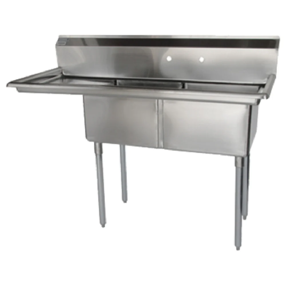 Turbo Air TSA-2-L1 54 Inch Stainless Steel Sink with 18 Inch Left-Hand Drainboard
