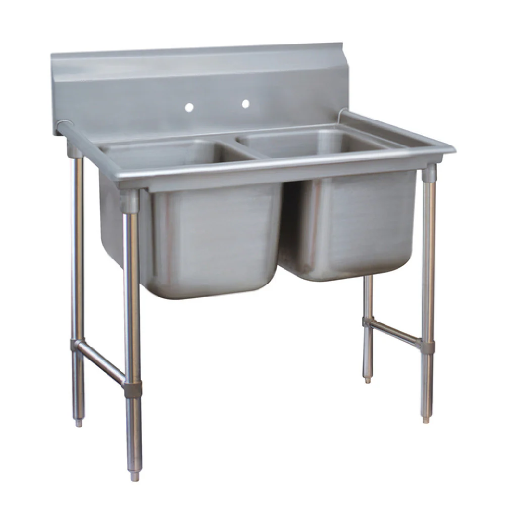 Advance Tabco 93-22-40 54 Inch Regaline Sink 2 Compartment 16 Gauge Stainless Steel with 8 Inch Splash Advance Tabco 93-22-40 54 Inch Regaline Sink 2 Compartment 16 Gauge Stainless Steel with 8 Inch Splash