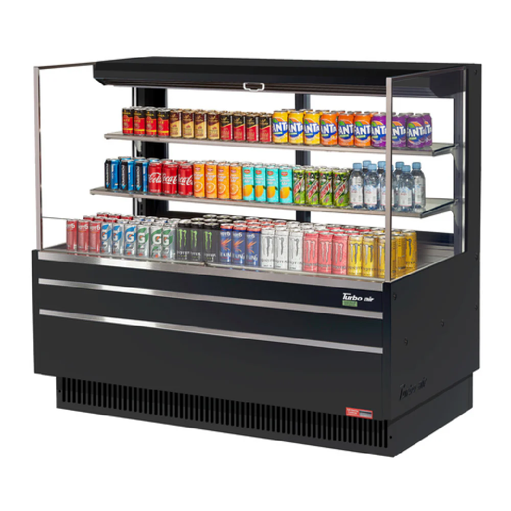 Turbo Air TOM-60L-UFD-W(B)-3S-N 58 Inch Low-profile Open Refrigerated Merchandiser 19.3 cu ft