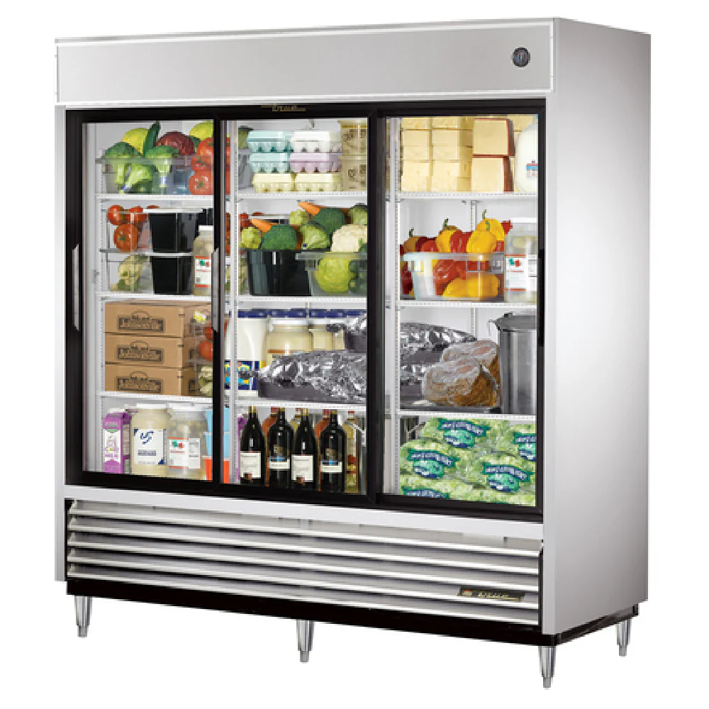 True Refrigeration TSD-69G-HC-LD 78 Inch Refrigerator Glass Sliding Doors 3 Sections