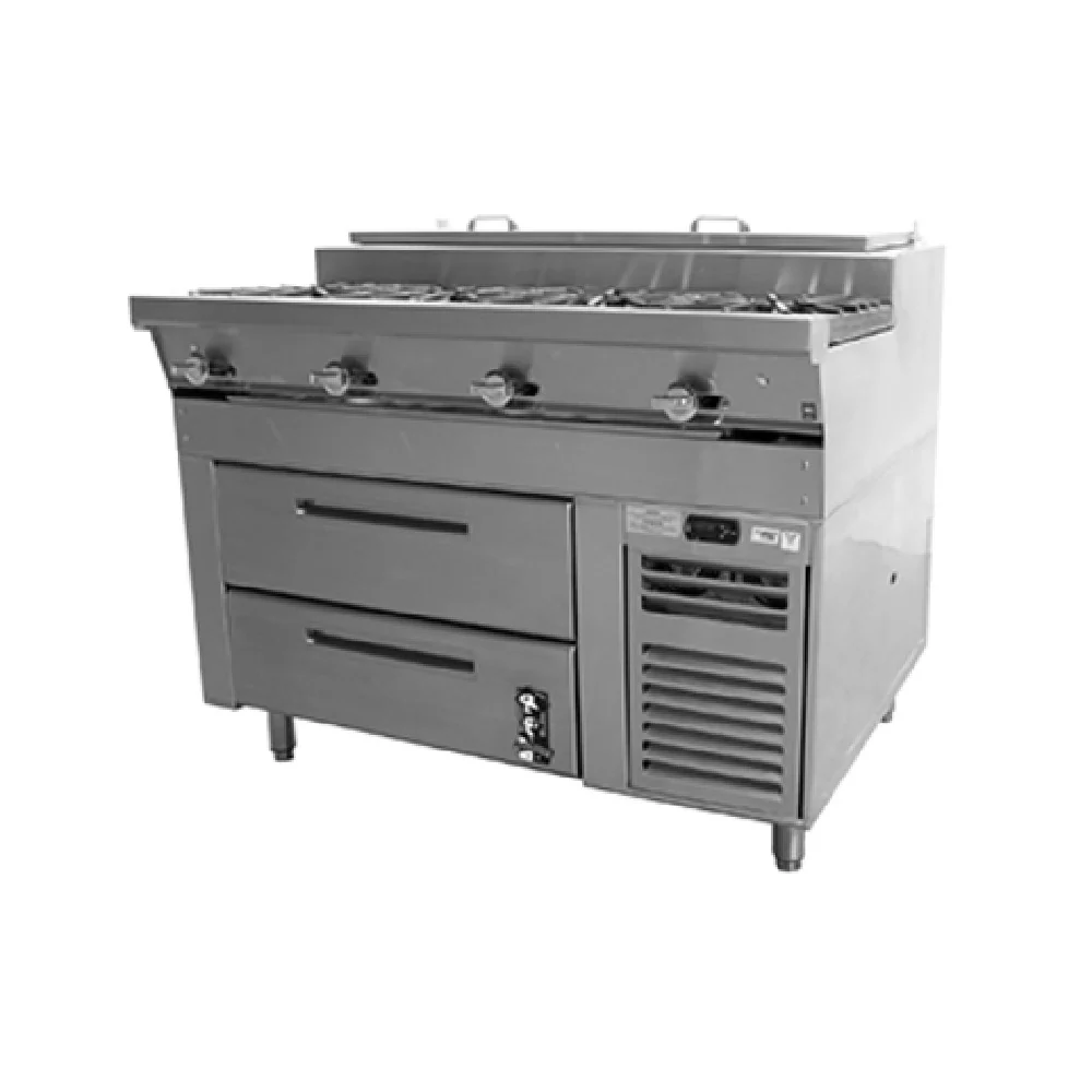 Montague Company C72-5F/RB72-RRR 72 Inch Gas Range Ice and Heat Station 6 Burner 180000 BTU Montague Company C72-5F/RB72-RRR 72 Inch Gas Range Ice and Heat Station 6 Burner 180000 BTU