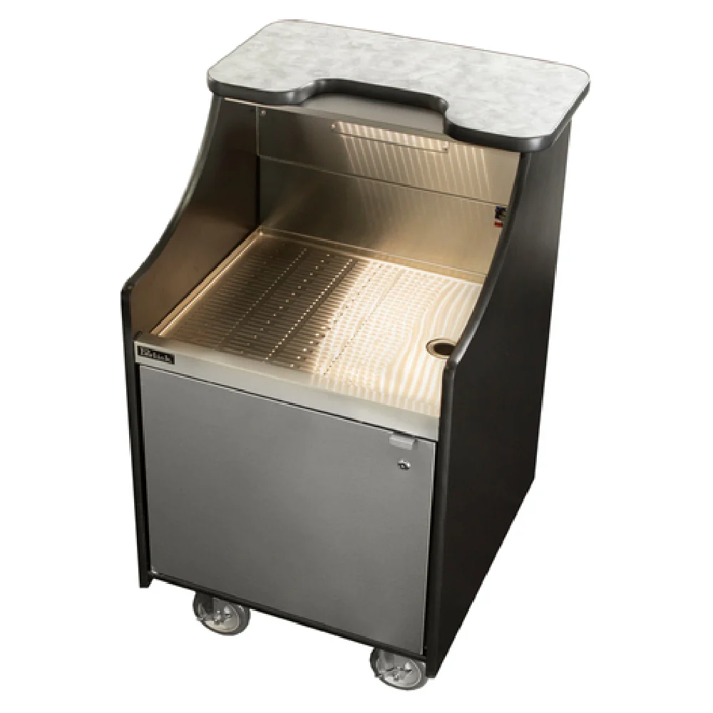 Perlick MOBS-24DSC 28 Inch Mobile Bar Electric Lockable Storage Cabinet with Drainboard Stainless Steel