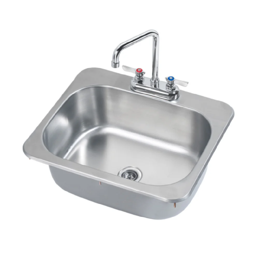 Krowne HS-2017 20 Inch Drop-In Hand Sink Food Service Stainless Steel with Faucet