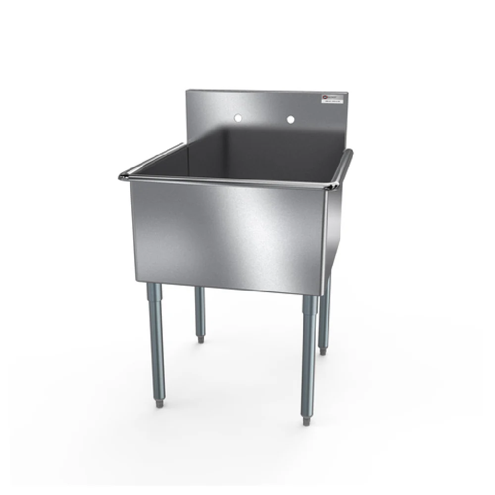 NBR Equipment 1BSG-1818 21 Inch Budget Sink One Compartment Stainless Steel with Backplash