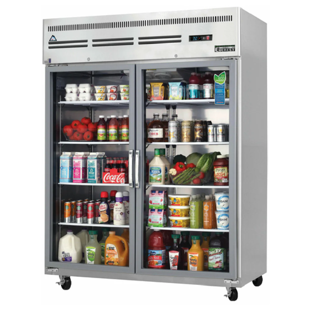 Everest Refrigeration ESGWR2 59 Inch Reach-In Refrigerator with Glass Doors Stainless Steel