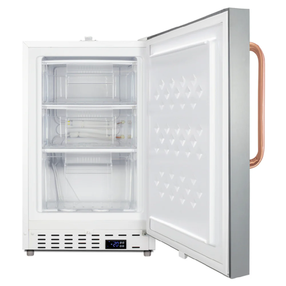 Summit ADA305AFSSTBC 20 Inch Medical Freezer 2.47 Cu Ft Locking Door Stainless Steel and White Summit ADA305AFSSTBC 20 Inch Medical Freezer 2.47 Cu Ft Locking Door Stainless Steel and White