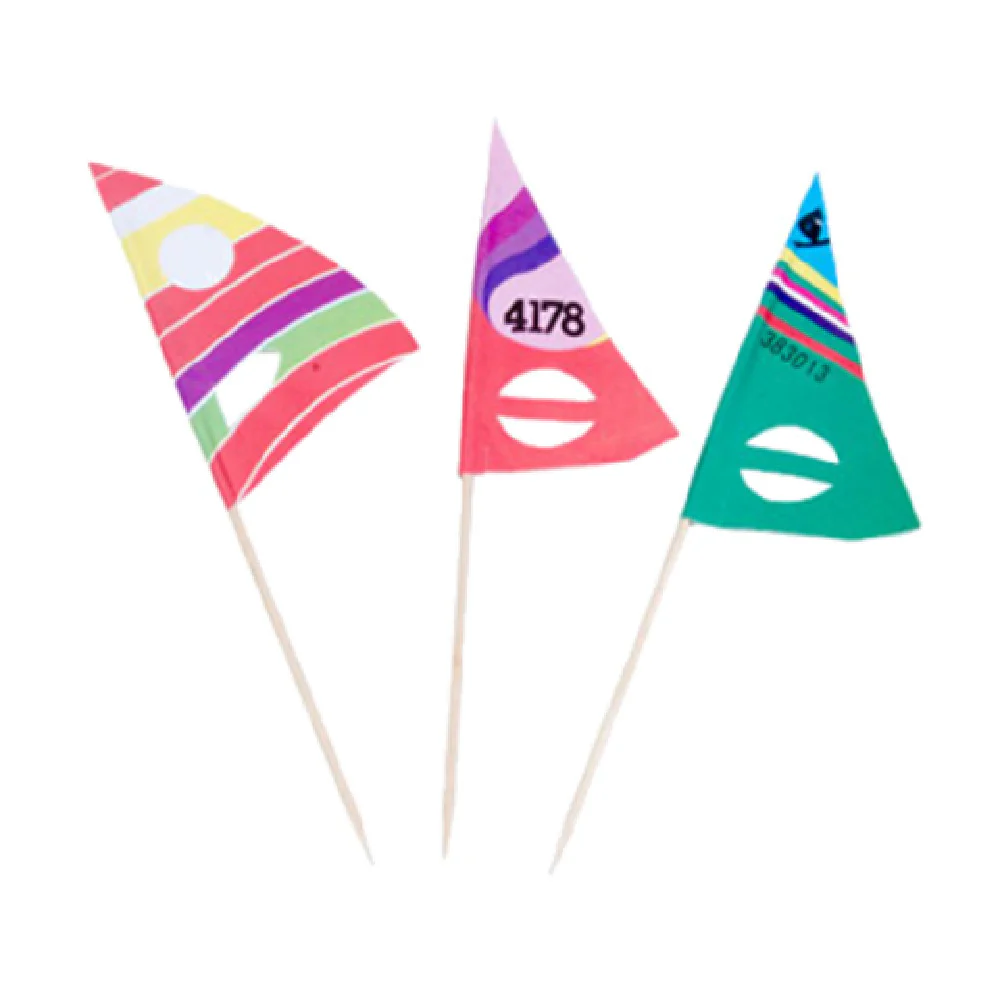 Town 51809 7 Inch Sail Pick Assorted Color Wooden Picks 100 Packs