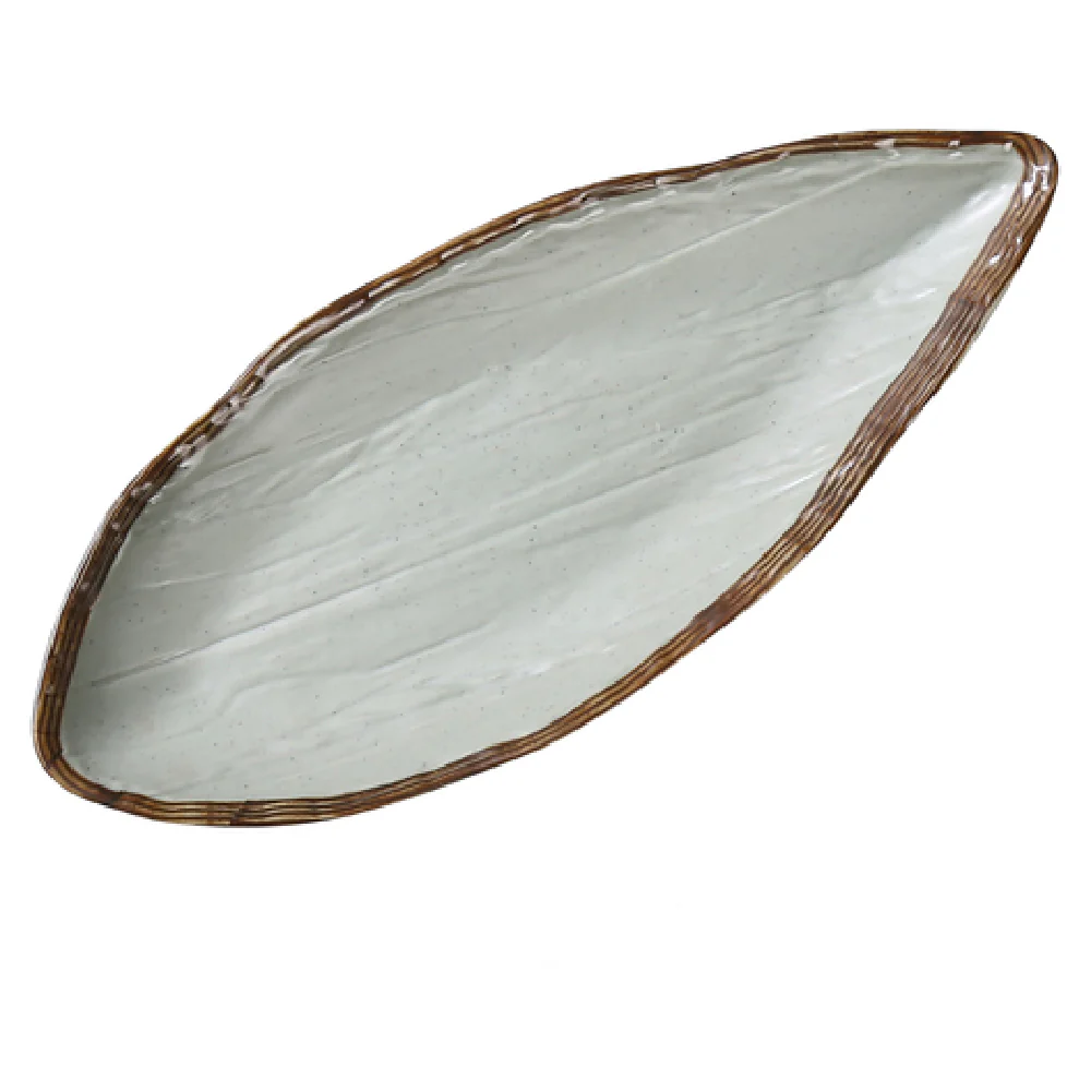 Yanco YO-2114 14-1/2 Inch Oval Display Plate with foot Melamine Matte Green