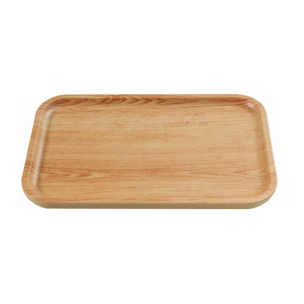 Yanco WD-2209 9.75 Inch Plate Rectangular Melamine Golden Oak Color with Tray