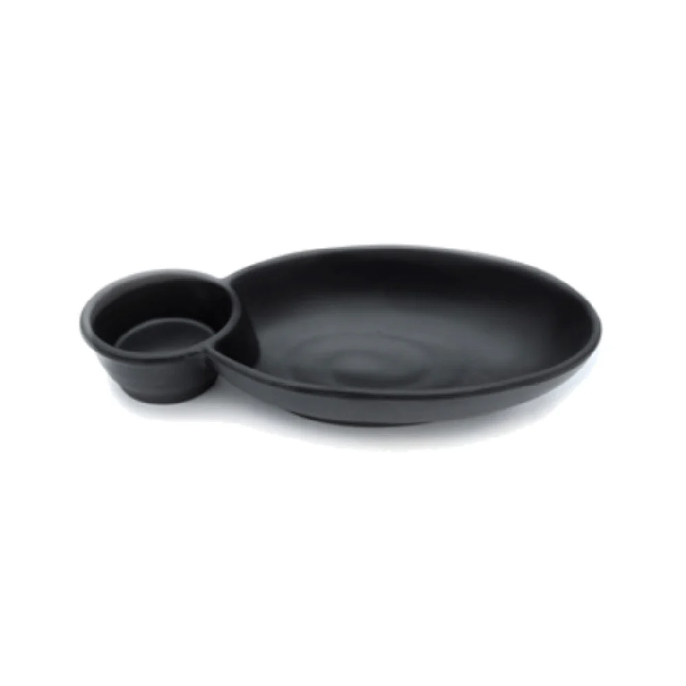 GET Enterprises JWC1408-B 10 Inch Black Melamine Chip and Dip Bowl 20 oz and 4 oz