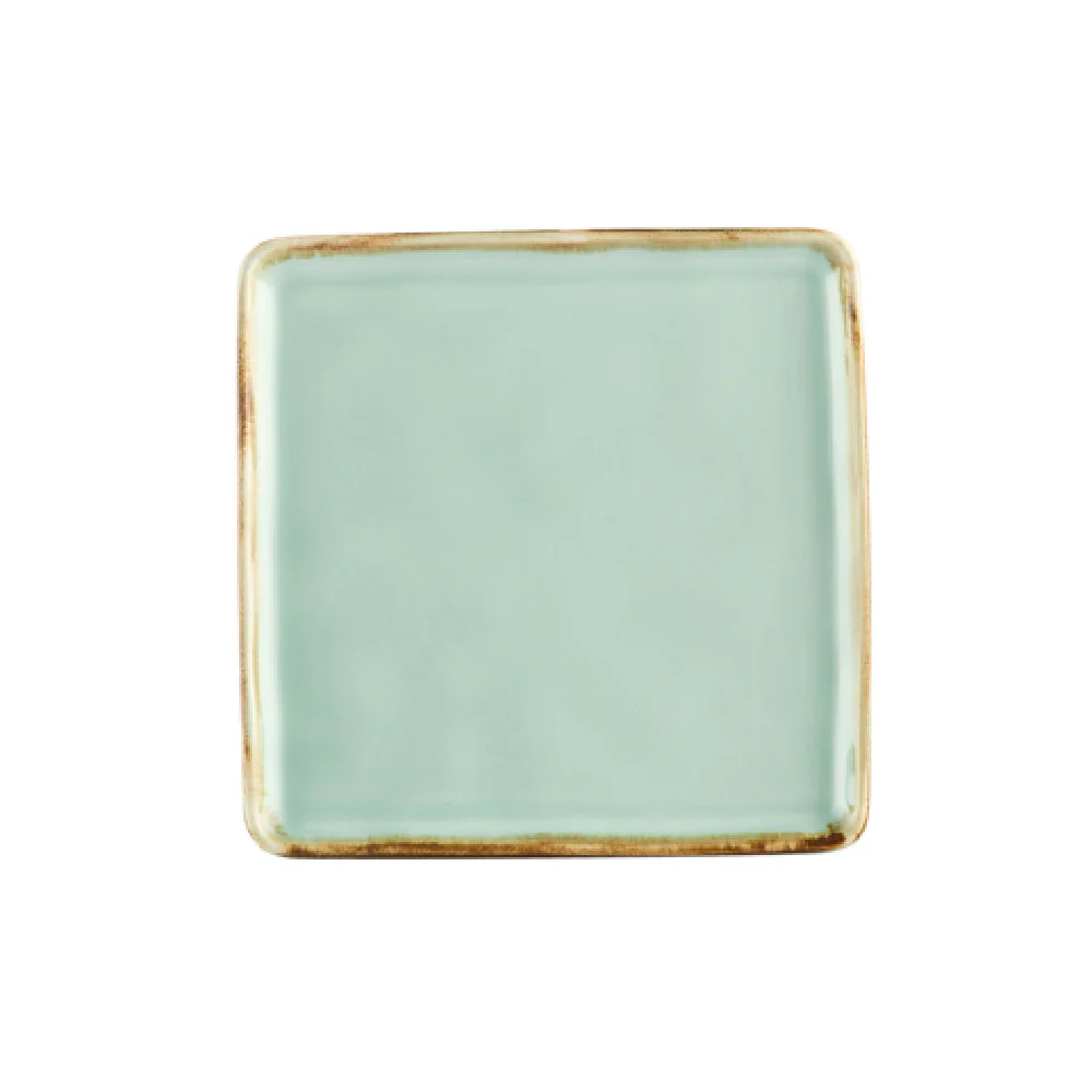 CAC China PMS-SQ8-G 8-1/4 Inch Square Plate Light Green Porcelain with Reactive Glaze