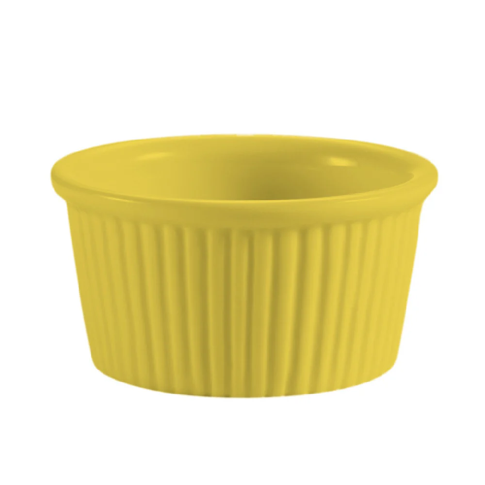 CAC China RKF-4-Y 4 Oz Ramekin Round Fluted Dishwasher Safe Ceramic Yellow