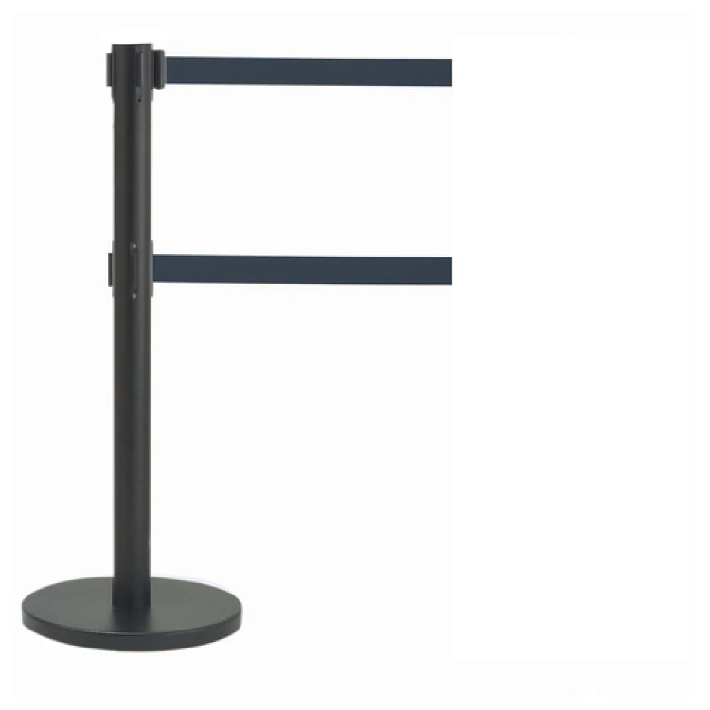 Aarco HBK-27BK 30lb Steel Retractable Belt Stanchion with Black Finish