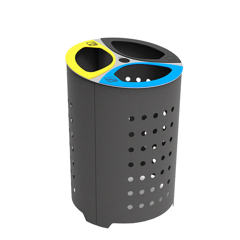 Emuamericas Llc U686-08 24 Inch Outdoor Recycling Receptacle Steel Black Oxiron with Stainless Steel Top