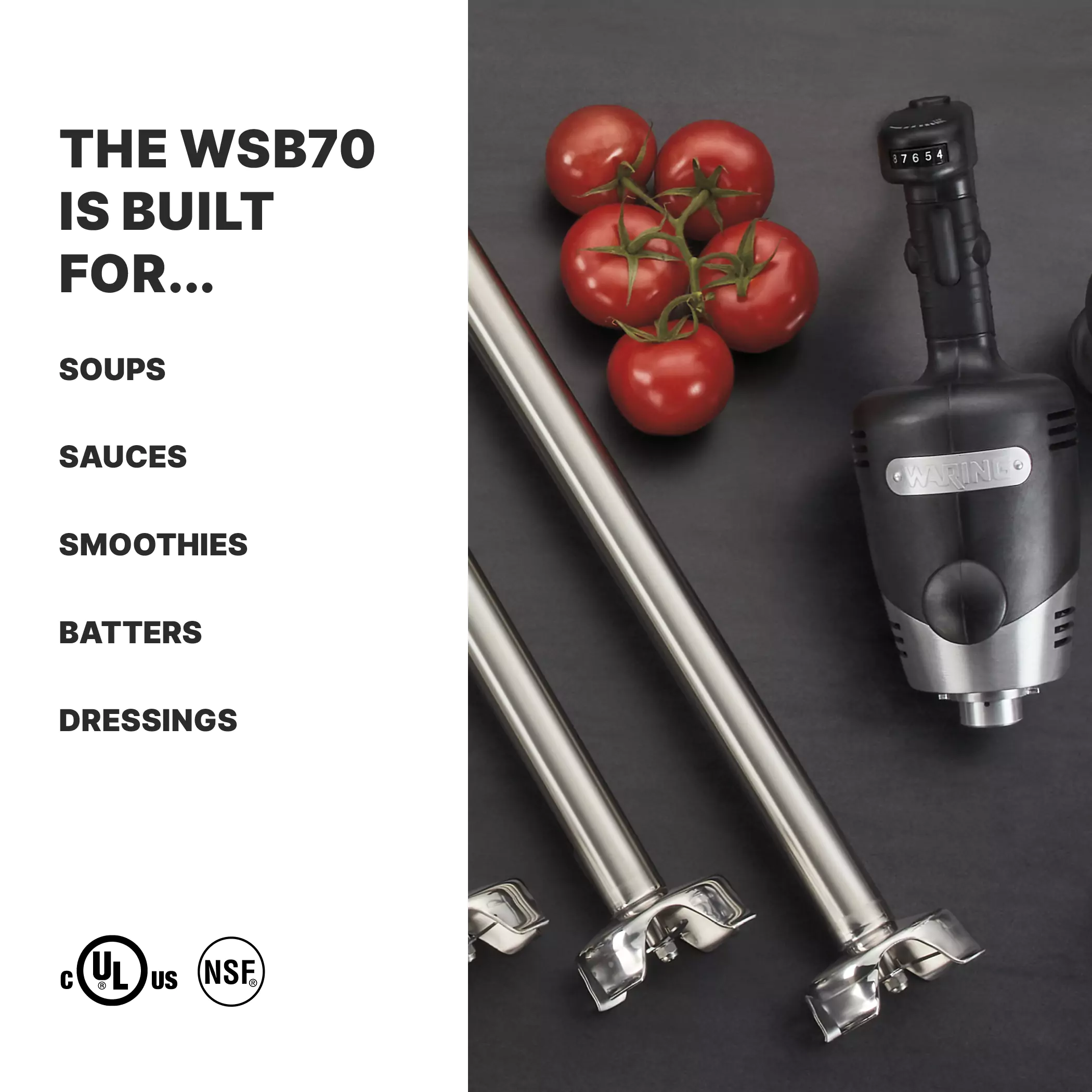 Waring WSB70AL 21 Inch Heavy Duty Immersion Blender Variable Speed 200 Quarts with Continuous ON Waring WSB70AL 21 Inch Heavy Duty Immersion Blender Variable Speed 200 Quarts with Continuous ON