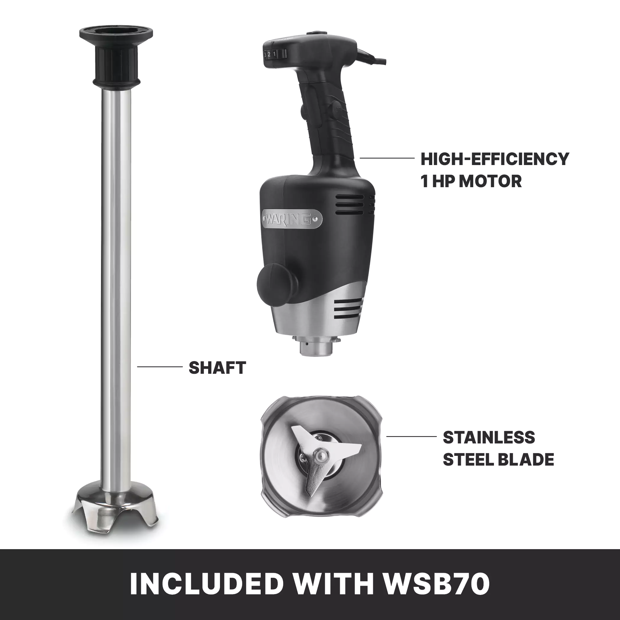 Waring WSB70AL 21 Inch Heavy Duty Immersion Blender Variable Speed 200 Quarts with Continuous ON Waring WSB70AL 21 Inch Heavy Duty Immersion Blender Variable Speed 200 Quarts with Continuous ON