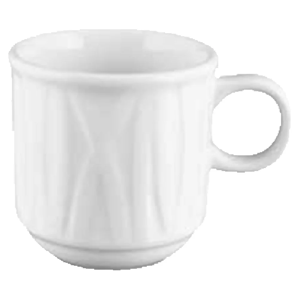 Vertex China GV-35 3-1/2 Oz A.D. Cup with Handle Embossed Porcelain Bright White 3 Dozen Packs