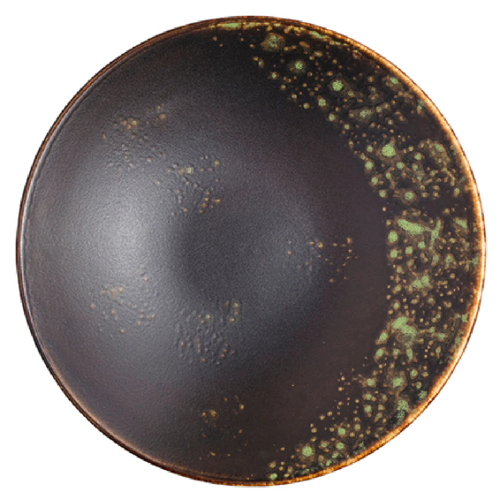 Vertex China LMJ-W3 8-1/2 Inch Diameter Wok Bowl Hand Painted Matte Black Jade Vertex China LMJ-W3 8-1/2 Inch Diameter Wok Bowl Hand Painted Matte Black Jade