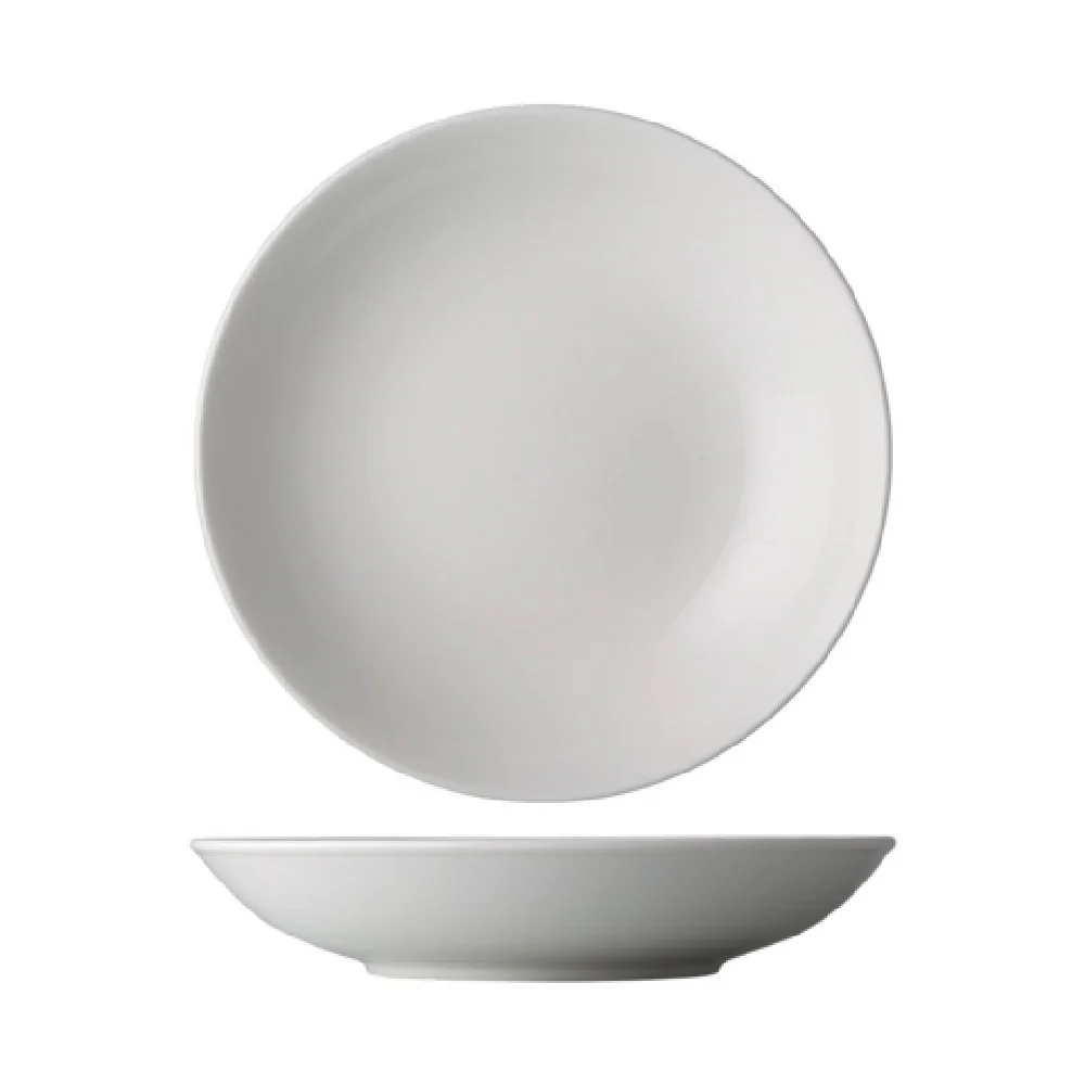 CAC China GDC-80 16 Oz. Round Salad Bowl with Glazed Foot Porcelain Bone White