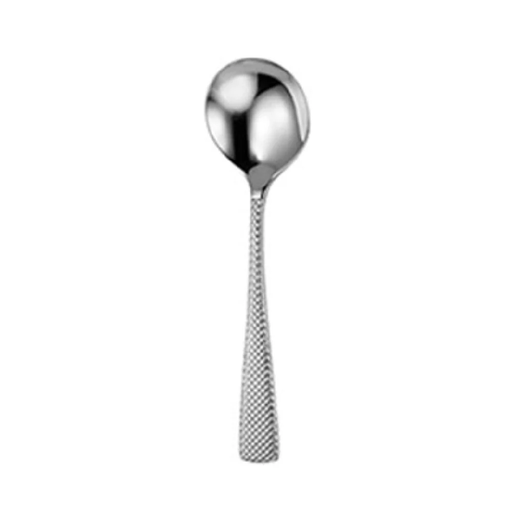 1880 Hospitality T057SRBF 6-3/4 Inch Soup Spoon with Textured Handle 18/10 Stainless Steel Jade