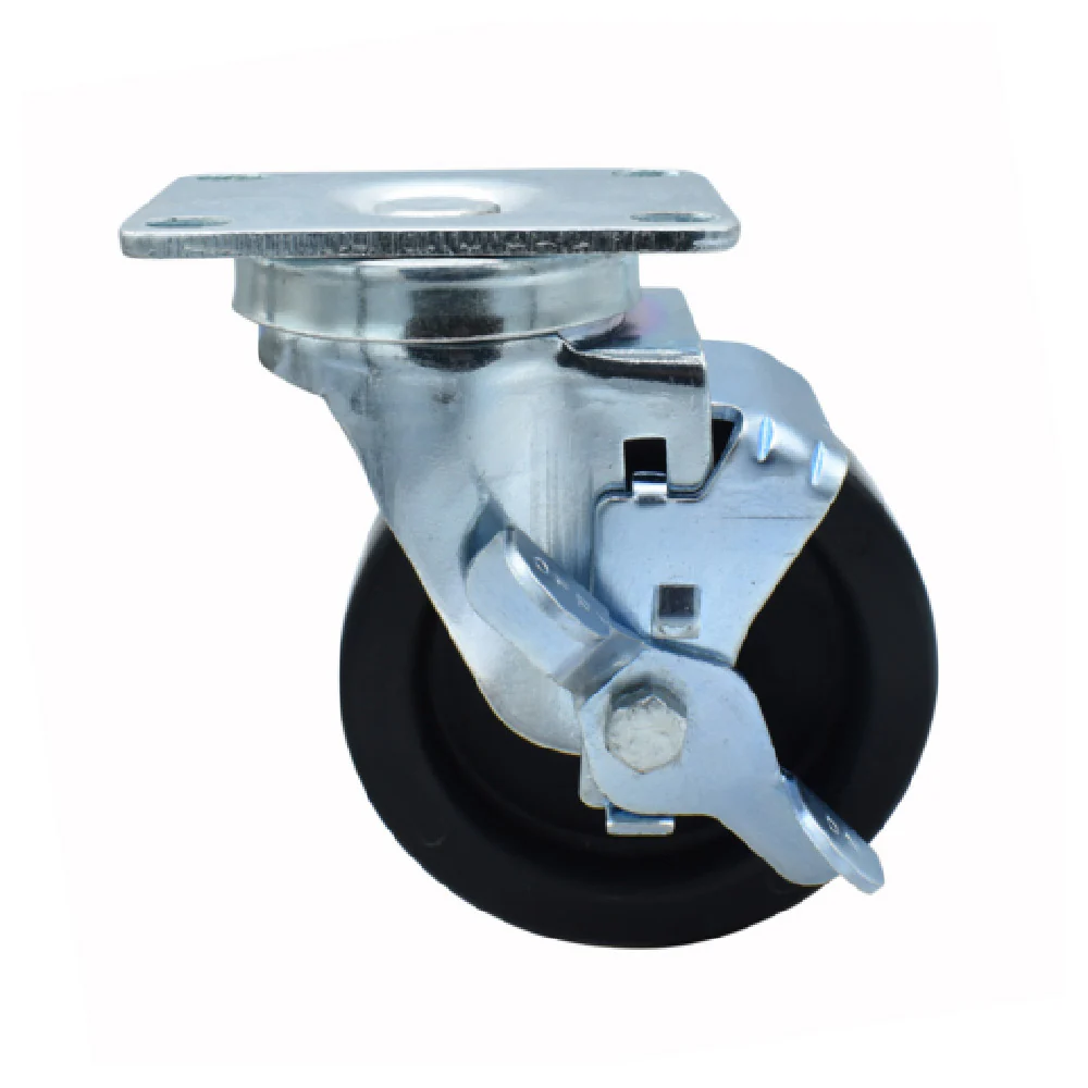 BK Resources 4SBR-1PT-LDP-TLB 4 Inch Polyolefin Wheel with Top Lock Brake