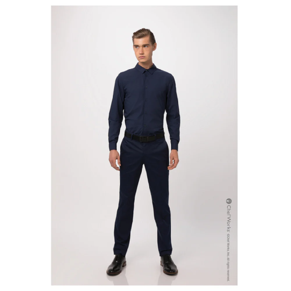 Chef Works SFC01-NAV-XL 48 to 50 Inch Men's Deco Dress Shirt Long Sleeve Navy Chef Works SFC01-NAV-XL 48 to 50 Inch Men's Deco Dress Shirt Long Sleeve Navy