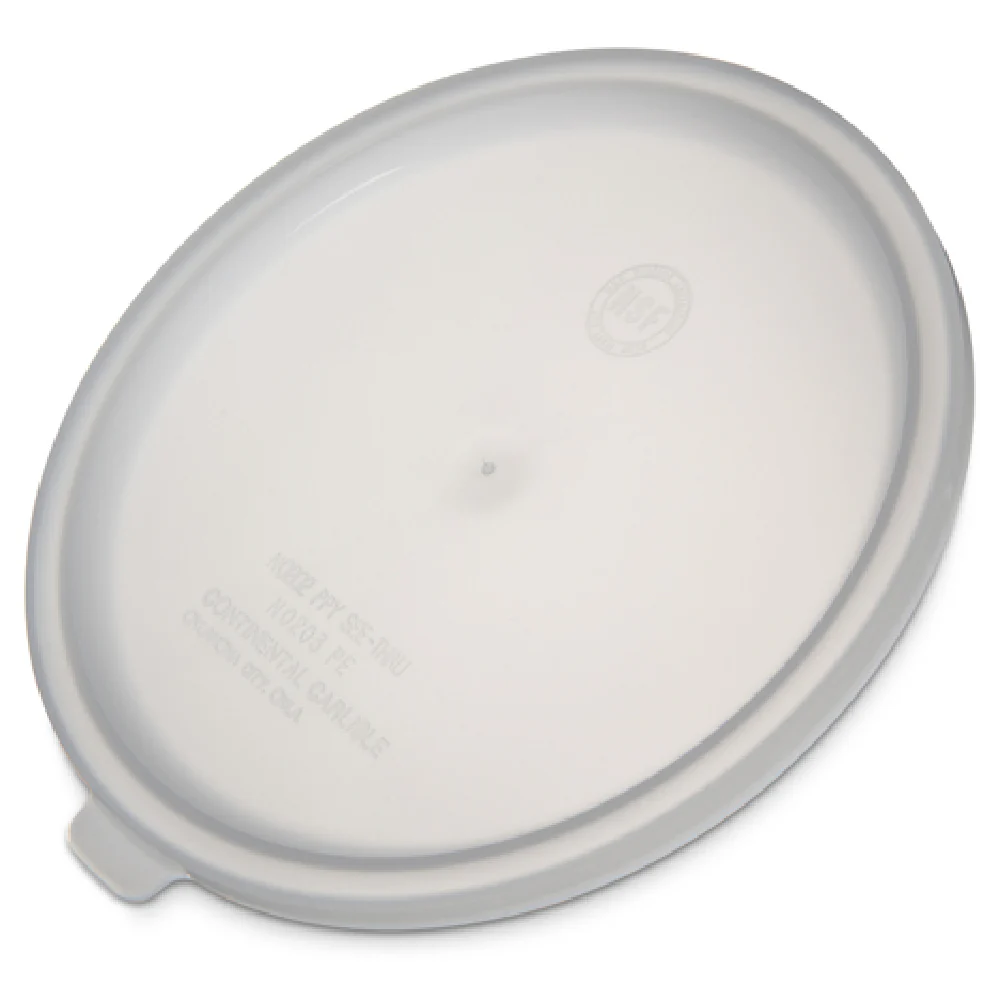 Carlisle 020302 7 Inch Round Bain Marie Food Storage Lid Polyethylene White with Snap-on