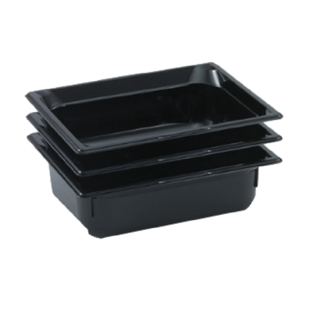 Vollrath 8006420 GN Food Pan 1/1 Low-temp Plastic Black with Ramped Sides