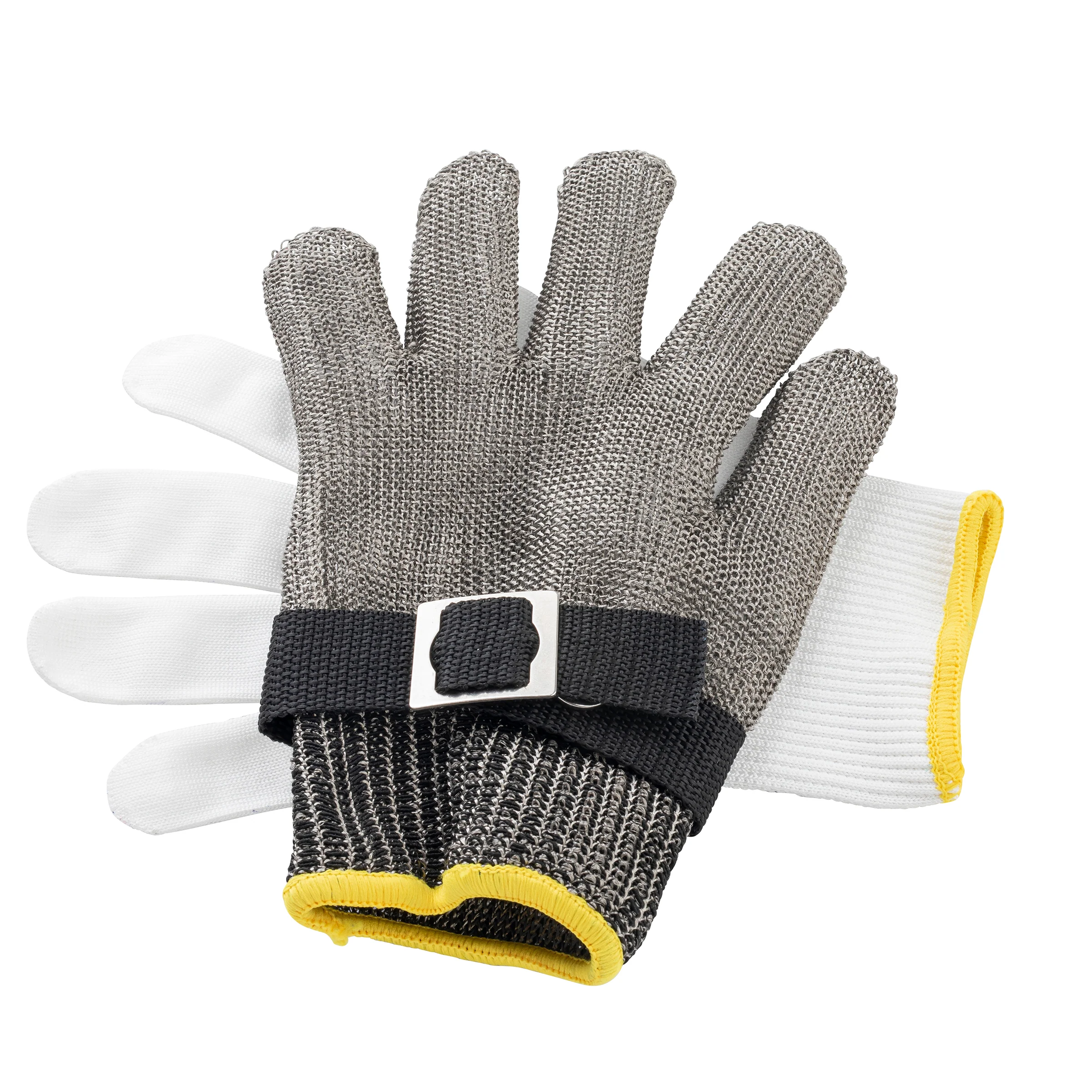 Tablecraft 11737 Small 7 Inch Cut Resistant Glove Woven Stainless Steel Yellow Cuff Tablecraft 11737 Small 7 Inch Cut Resistant Glove Woven Stainless Steel Yellow Cuff