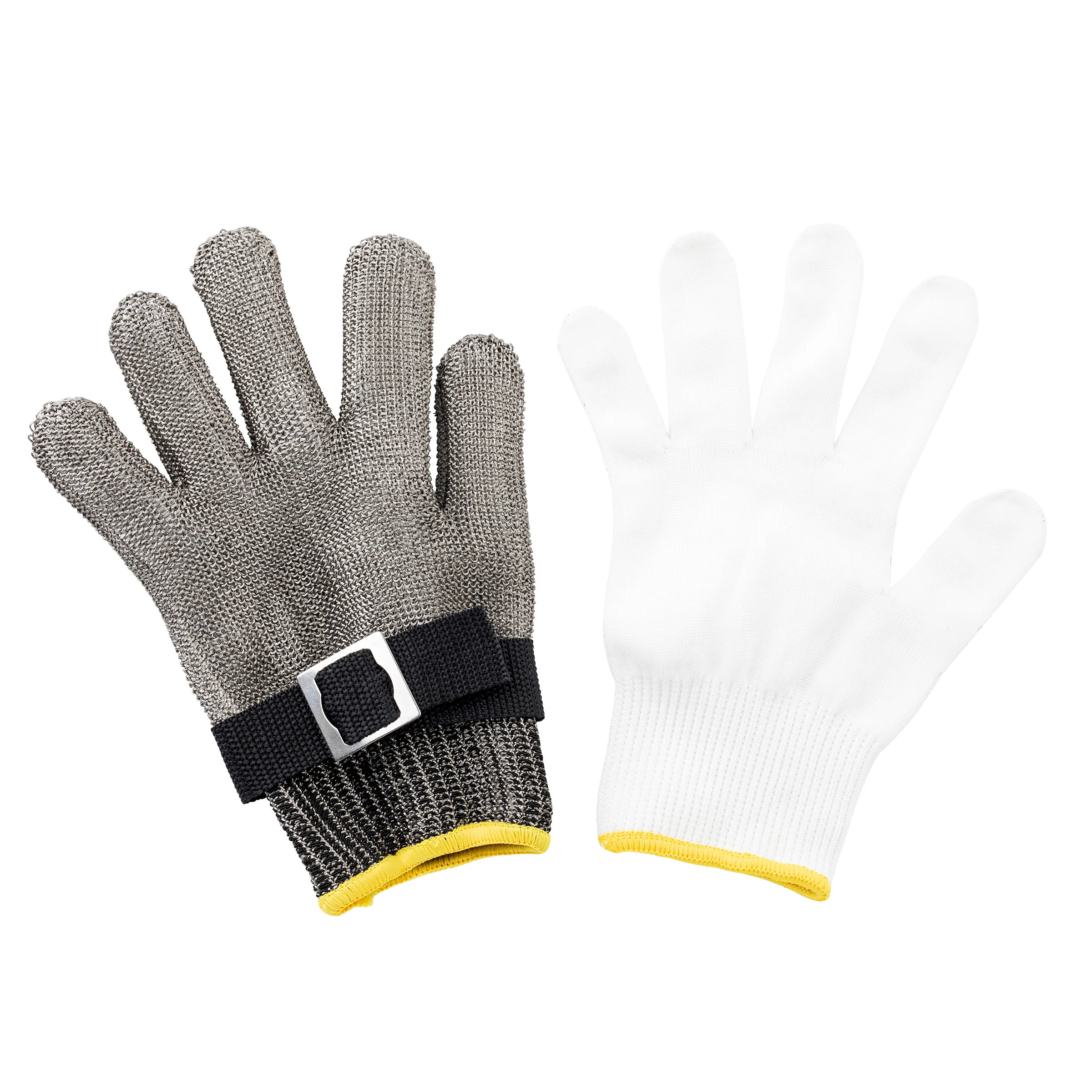 Tablecraft 11737 Small 7 Inch Cut Resistant Glove Woven Stainless Steel Yellow Cuff Tablecraft 11737 Small 7 Inch Cut Resistant Glove Woven Stainless Steel Yellow Cuff