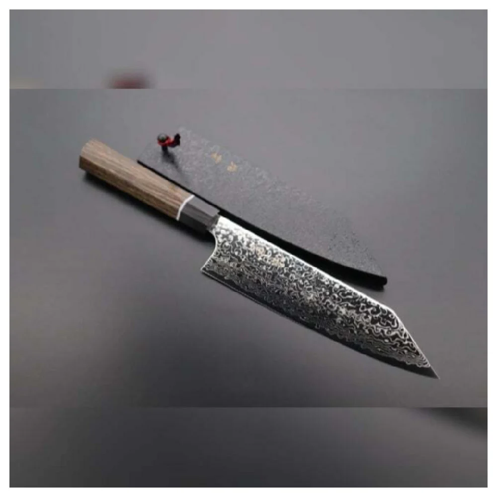 JB Prince Z513 7 Inch(180mm) Santoku Knife Stainless Steel Black Pakka Wood