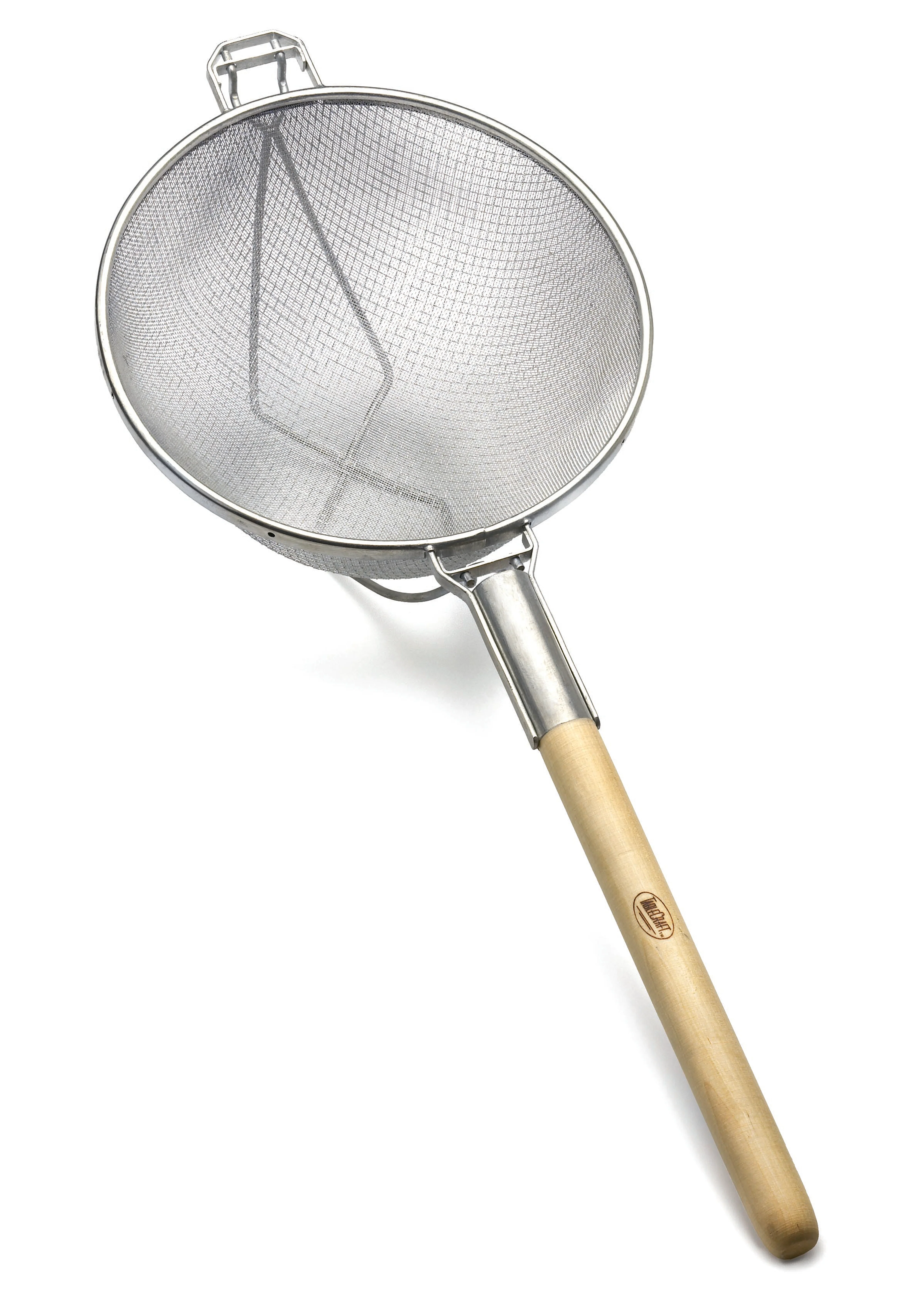 Tablecraft 1023 11-3/4 Inch Diameter Reinforced Mesh Strainer with Wooden Handle