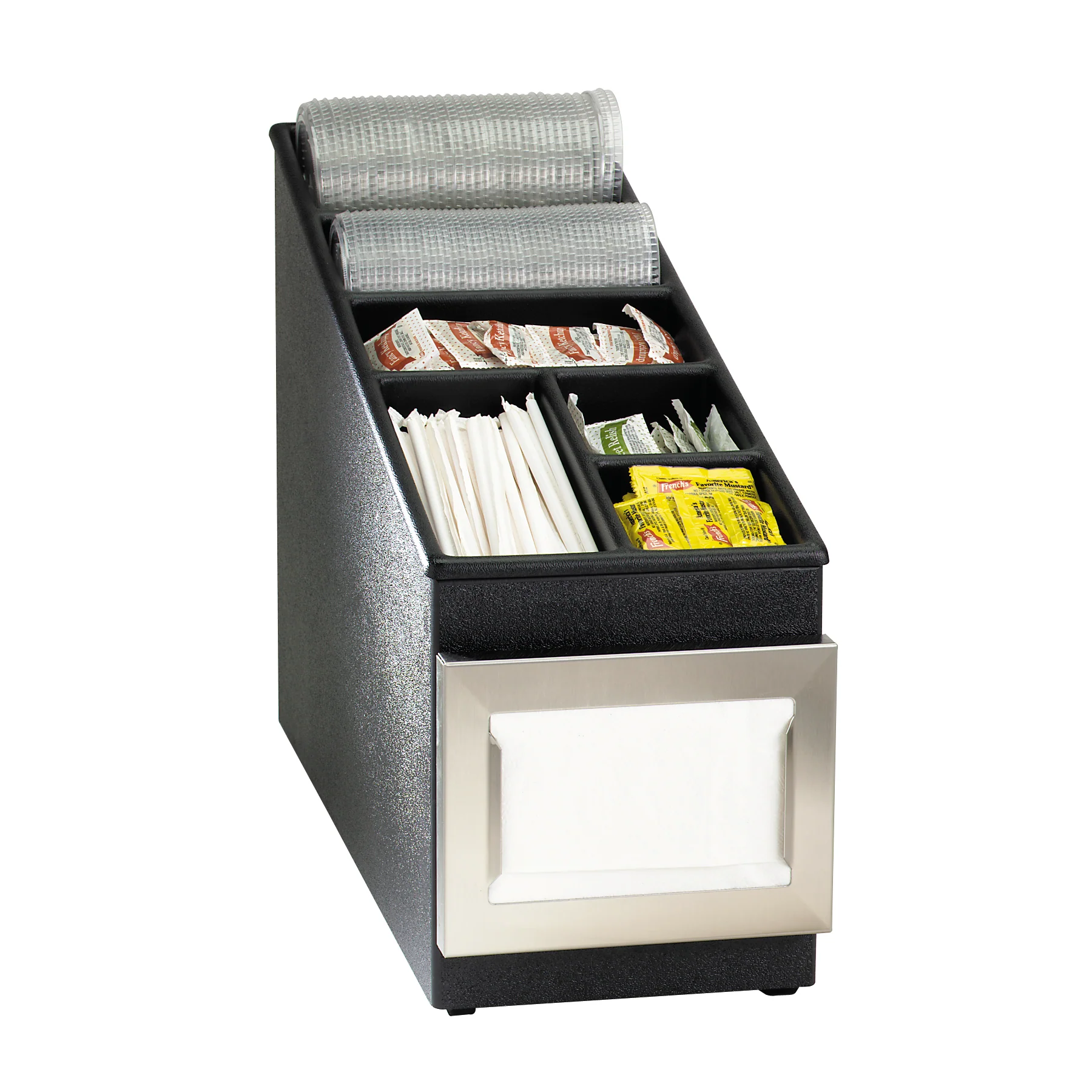Dispense Rite NSLC-1BT 24 Inch Countertop Condiment Caddy with Stainless Steel Napkin Dispenser Black Dispense Rite NSLC-1BT 24 Inch Countertop Condiment Caddy with Stainless Steel Napkin Dispenser Black